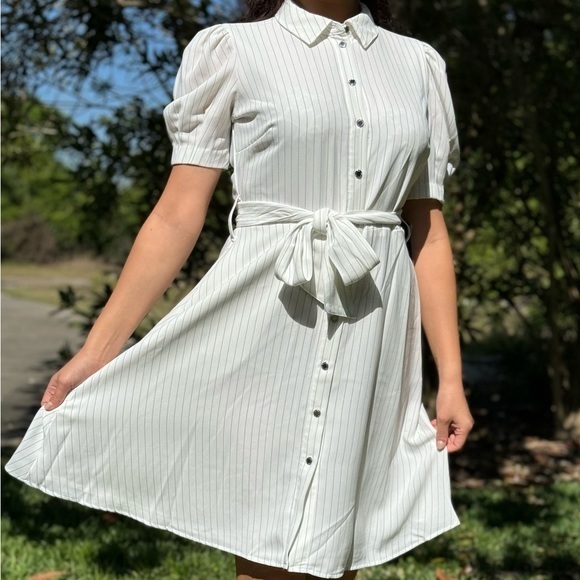 Karl Lagerfeld Dresses & Skirts - KARL LAGERFELD PARIS Women's Striped Tie-Front Shirtdress